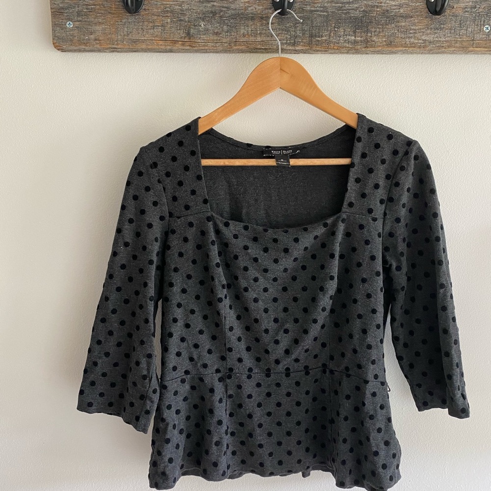 White House Black Market Polka Dot Top Size M